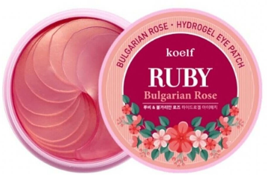 Гидрогелевые патчи для глаз Koelf с болгарской розой и рубином - Ruby Bulgarian Rose Hydro Gel Eye Patch 60шт