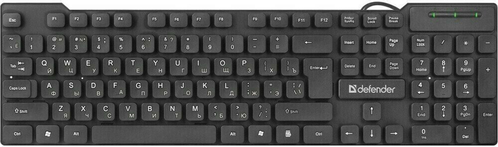 Проводная клавиатура Defender Element HB-190 USB RU, черный, полноразмерная