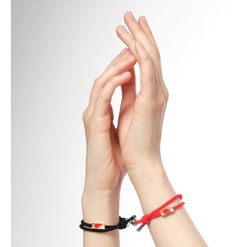 фото Жесткий браслет queen fair, металл, эмаль, 2 шт., размер 7 см, бордовый, черный