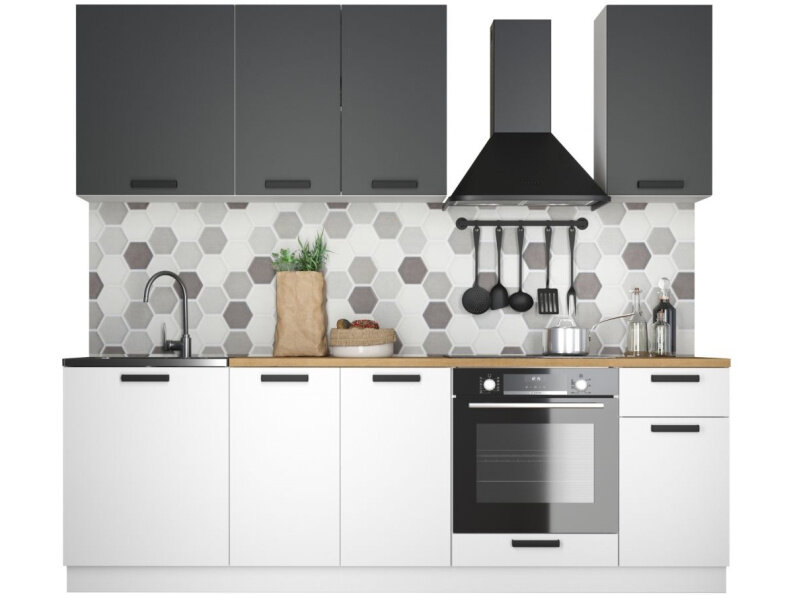 фото Кухонный гарнитур «Ника» Нео 2,4м, Антрацит/Белый