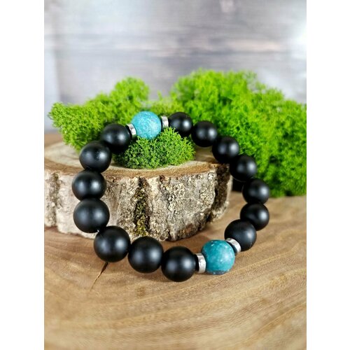 Браслет, бирюза, черный, голубой