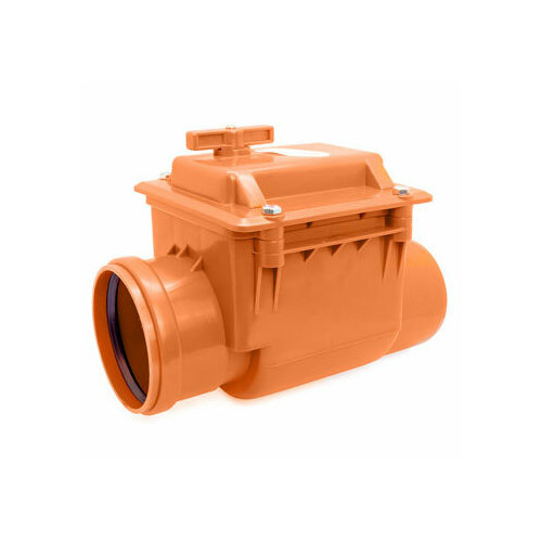 Обратный клапан канализационный ПЛАСТФИТИНГ, диаметр 110мм, ПВХ корпус