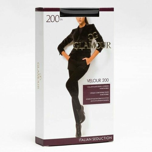 Колготки Glamour Velour, 200 den, размер 2, черный колготки glamour velour 200 den 2 шт черный