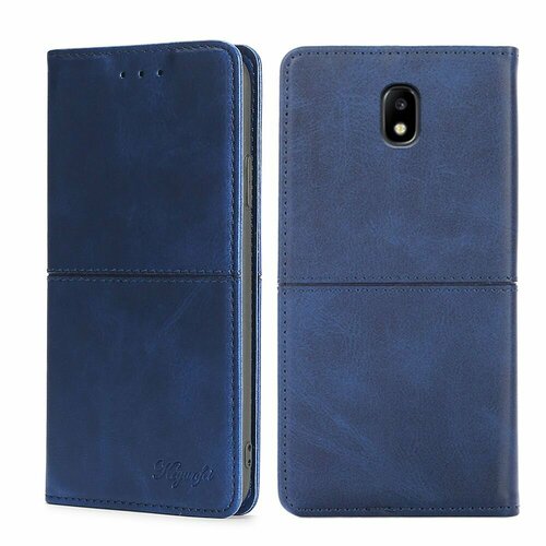 Чехол-книжка MyPads для Samsung Galaxy J5 (SM-J530F) / Самсунг J5 2017 воловья кожа (синий) samsung j530f j5 2017 чехол плетеный синий