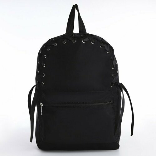 Рюкзак текстильный с лентой, 38х29х11 см, цвет черный (комплект из 2 шт)