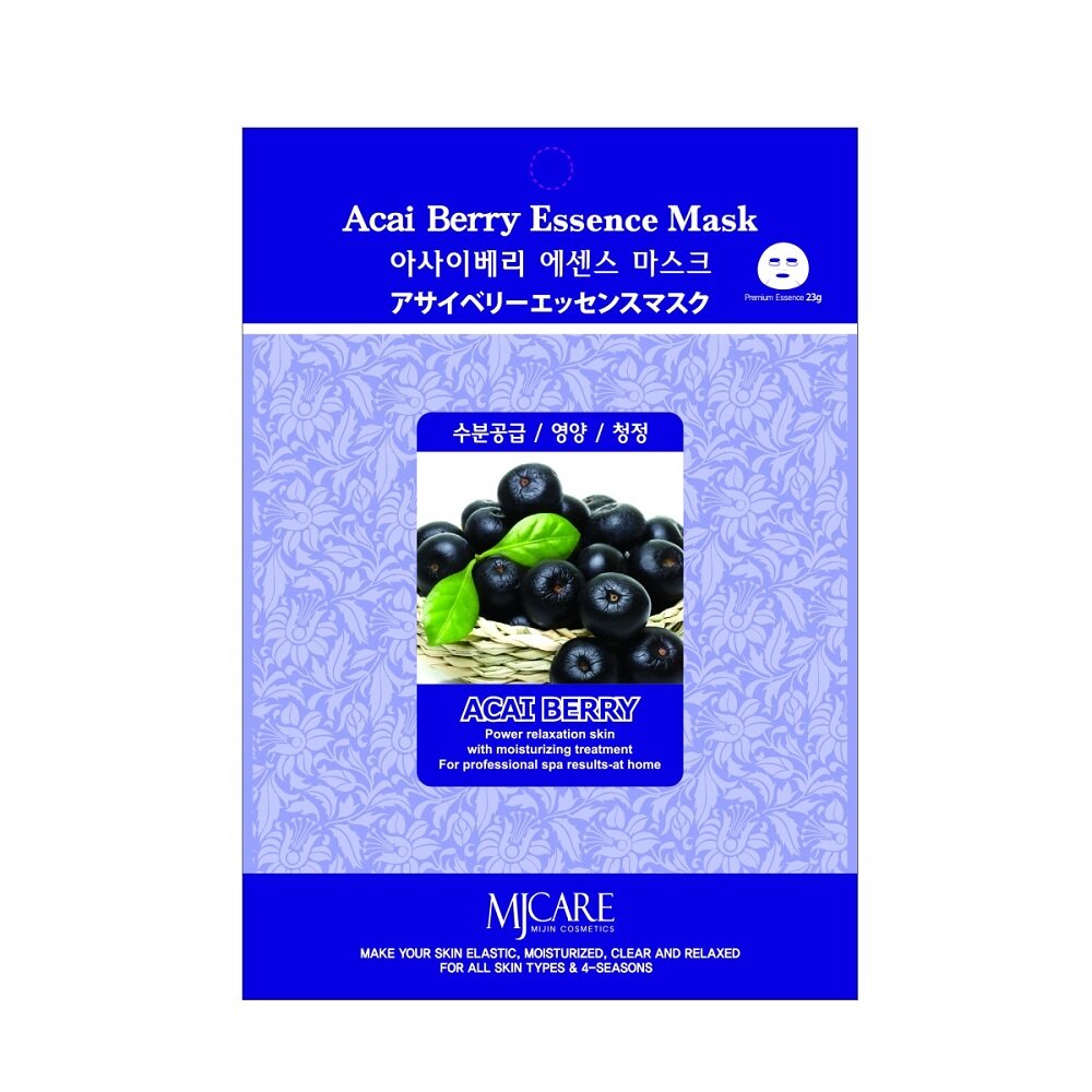 Mijin Acai Berry Essence Mask - Миджин Тканевая маска для лица с экстрактом ягод асаи, 23 гр -