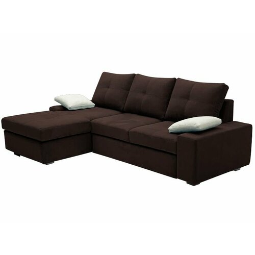 Диван-кровать угловой Panino для гостиной c подлокотниками, коричневый, велюр, раскладной, 260х157х85см