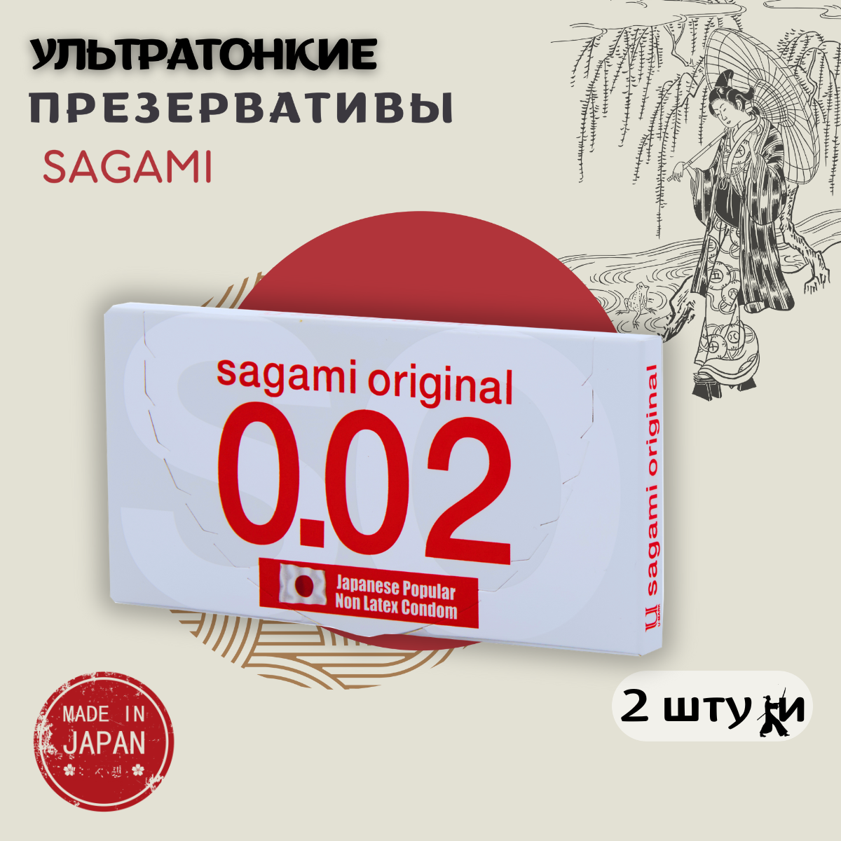 Презервативы Sagami Original 0.02 ультратонкие полиуретановые 2шт