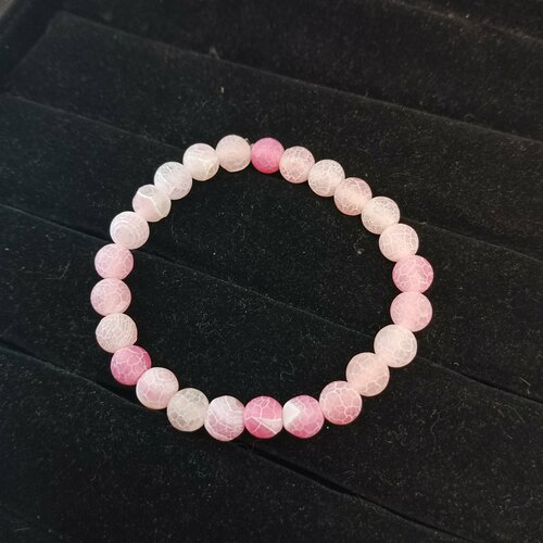 Браслет-нить, агат, размер 18 см, диаметр 5.5 см, розовый