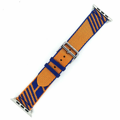 Ремешок нейлоновый для Apple Watch 3 4 5 6 SE 7 38/40 мм, сине-оранжевый ceramic strap for apple watch 7 41mm 45mm 6 5 4 se 44mm 40mm metal butterfly buckle bracelet strap for iwatch 3 2 42mm 38mm