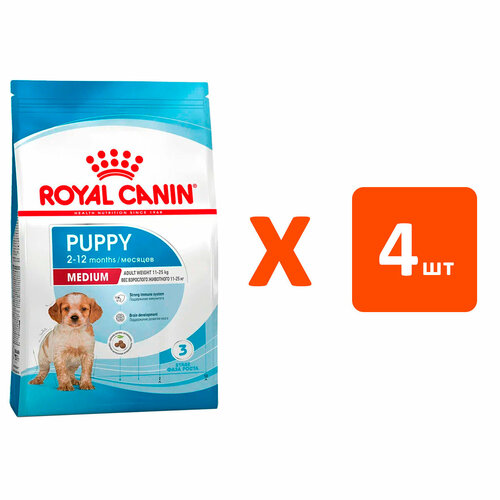 ROYAL CANIN MEDIUM PUPPY для щенков средних пород (3 кг х 4 шт) royal canin medium puppy корм для щенков средних пород с 2 до 12 месяцев 20 кг