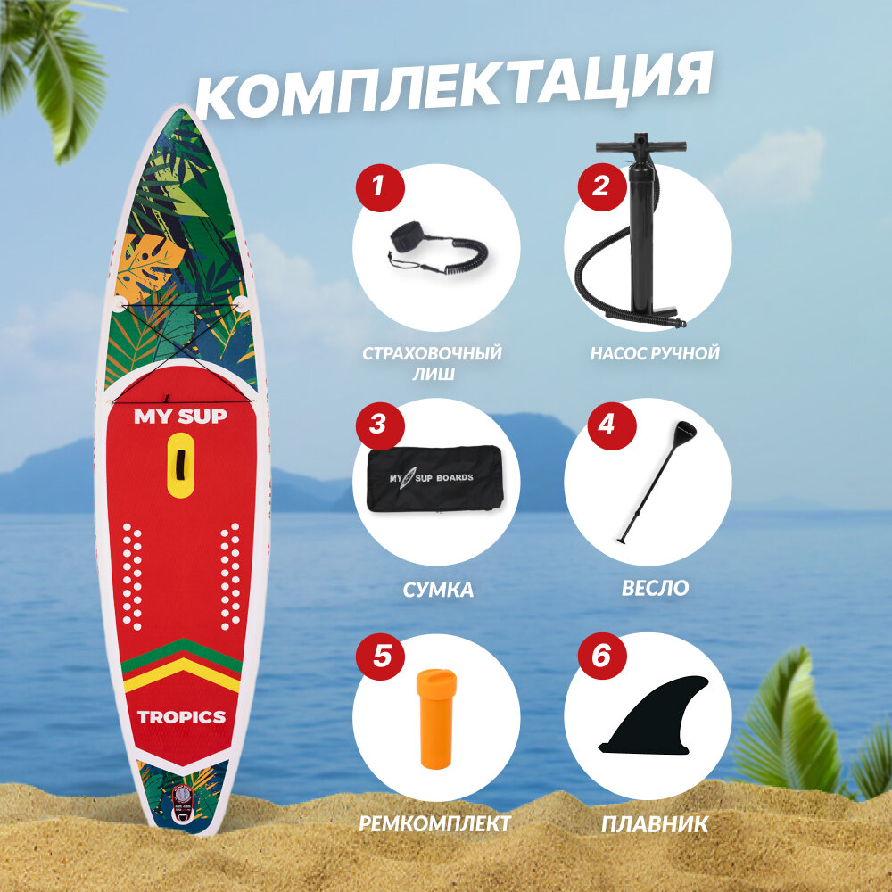 Сап борд надувной двухслойный для плаванья MY SUP 12.6 Tropics / Доска SUP board / Сапборд