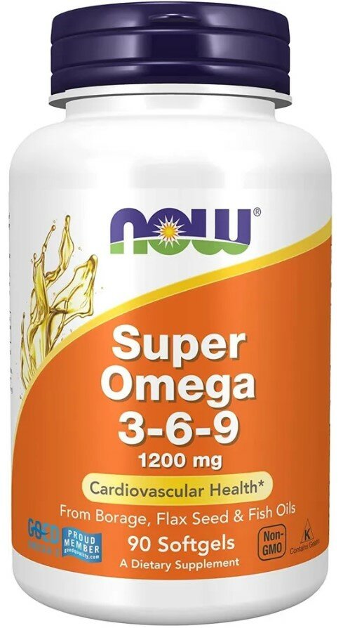 (2 Банки) NOW Super Omega 3-6-9 капс, 1200 мг, 90 шт.