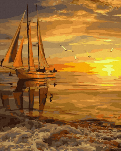 ВанГогВоМне Картина по номерам "Закат на берегу моря" (ZX 24330) 50x40см