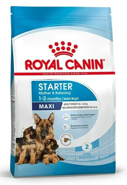 Royal Canin Maxi Starter для щенков до 2 месяцев, беременных и кормящих сук крупных пород Курица, 15 кг.