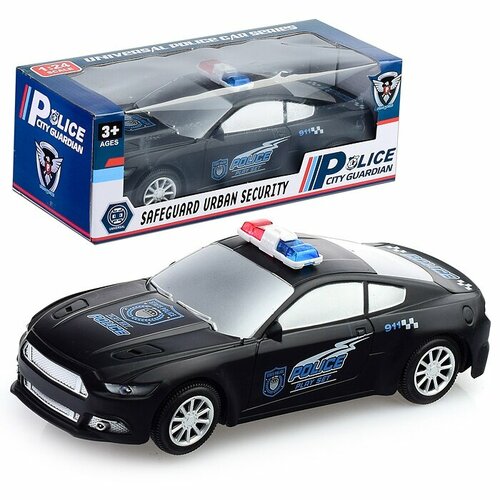 Машина Oubaoloon Полицейская, свет, звук, черная, на батарейках, в коробке (2212) фигурка трансформер полицейская машина черная