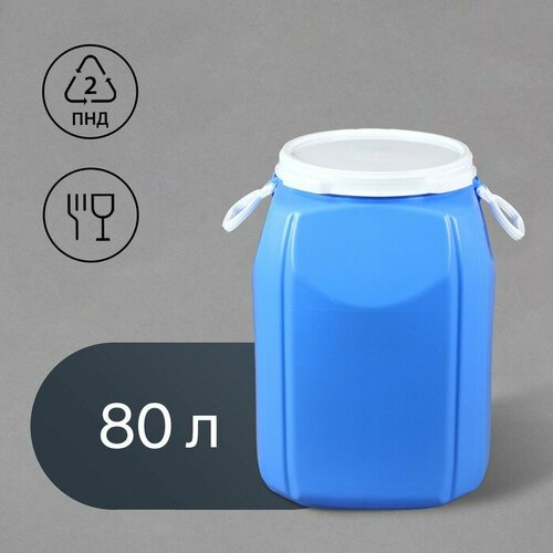 Фляга пищевая 80 л горловина 30 см 2 ручки голубая 4618₽