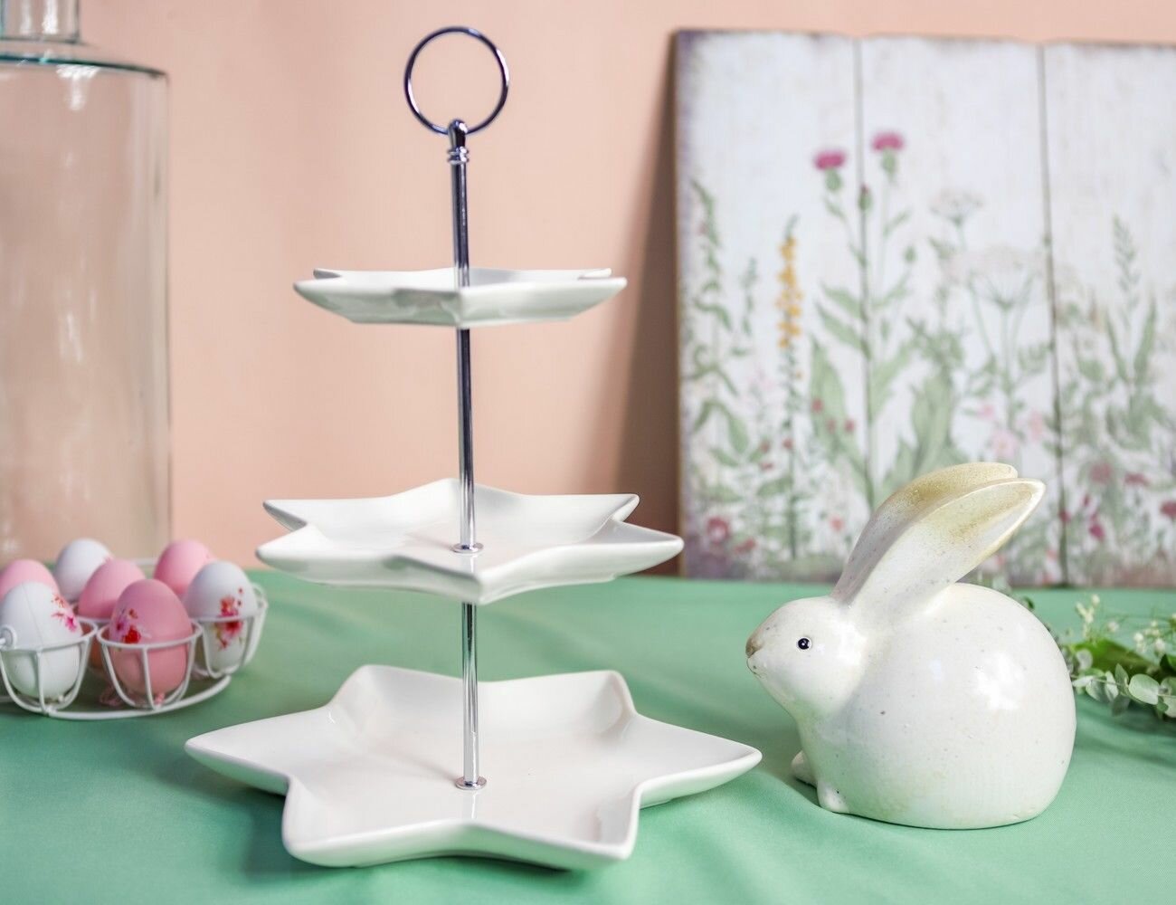 Подставка для пирожных и закусок трёхъярусная, фарфор, белая, 26х32 см, Koopman International