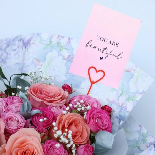 Держатель для открытки букет Красный 34см 1021₽