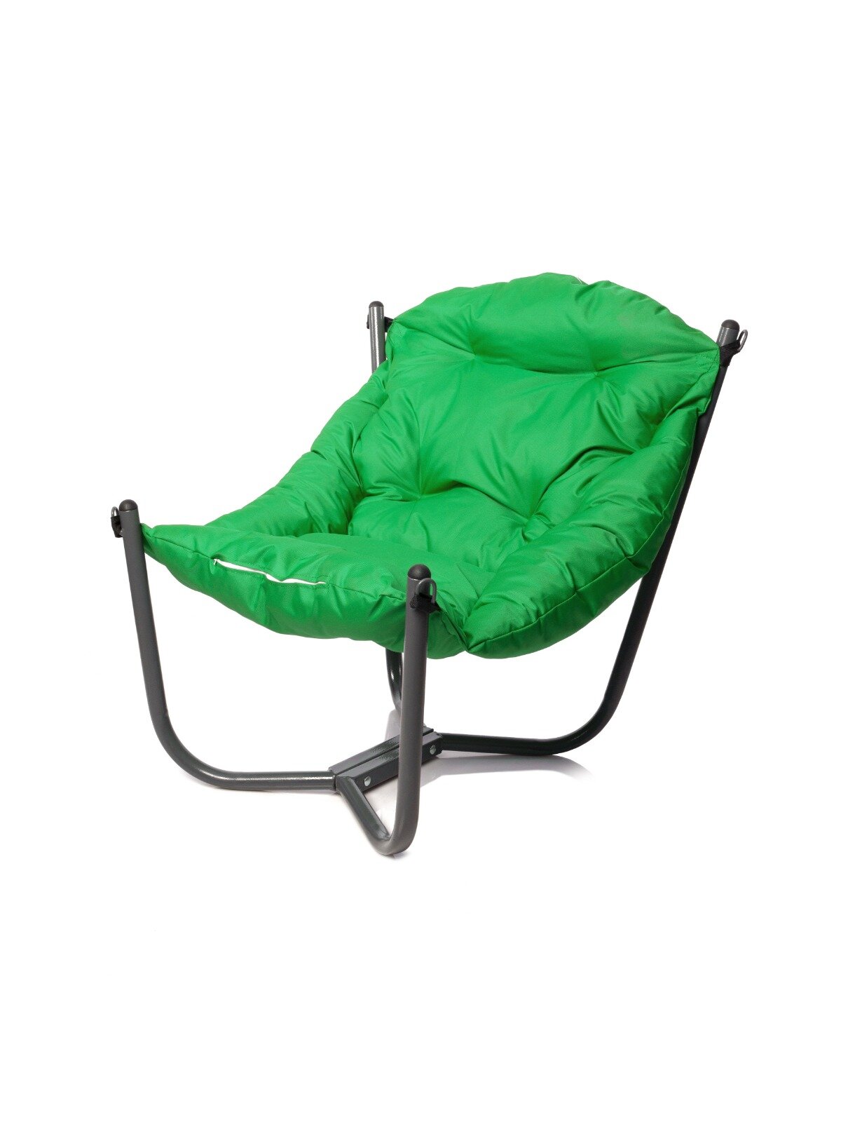 Мягкое кресло для дачи и дома серое зеленая подушка