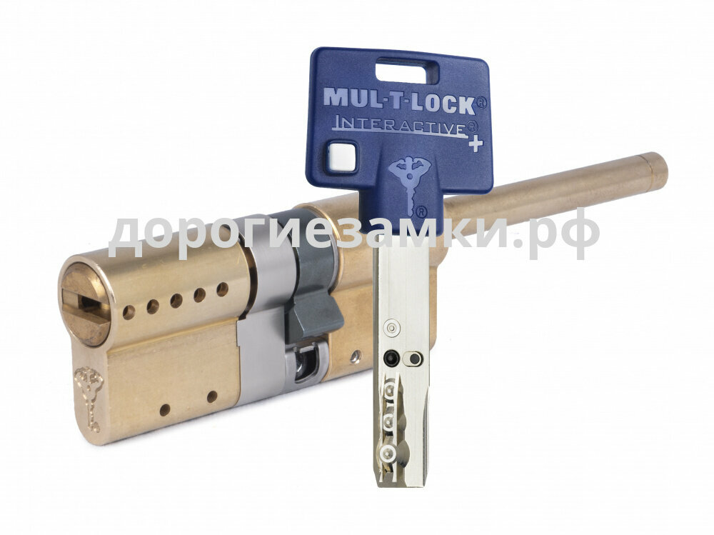 Цилиндр Mul-t-Lock Interactive+ ключ-шток (размер 45х31) - Латунь, Флажок (5 ключей)