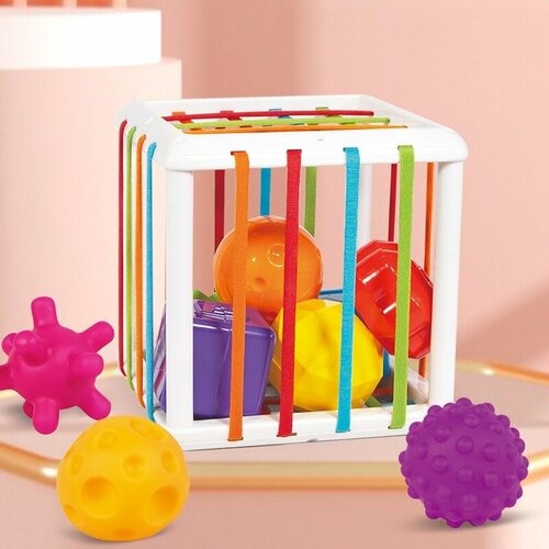 Многофункциональная развивающая игрушка Сортер для малышей Кубик. Игрушка Головоломка для детей, 6 фигур