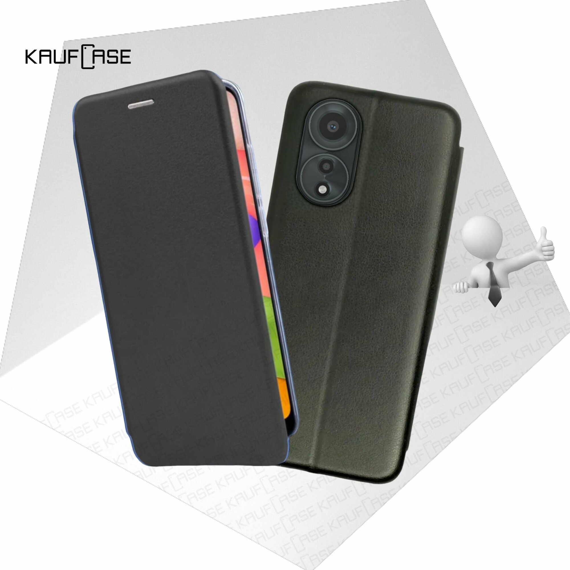 Чехол книжка KaufCase для телефона Oppo A58 (CPH2577) (6.56"), черный. Трансфомер