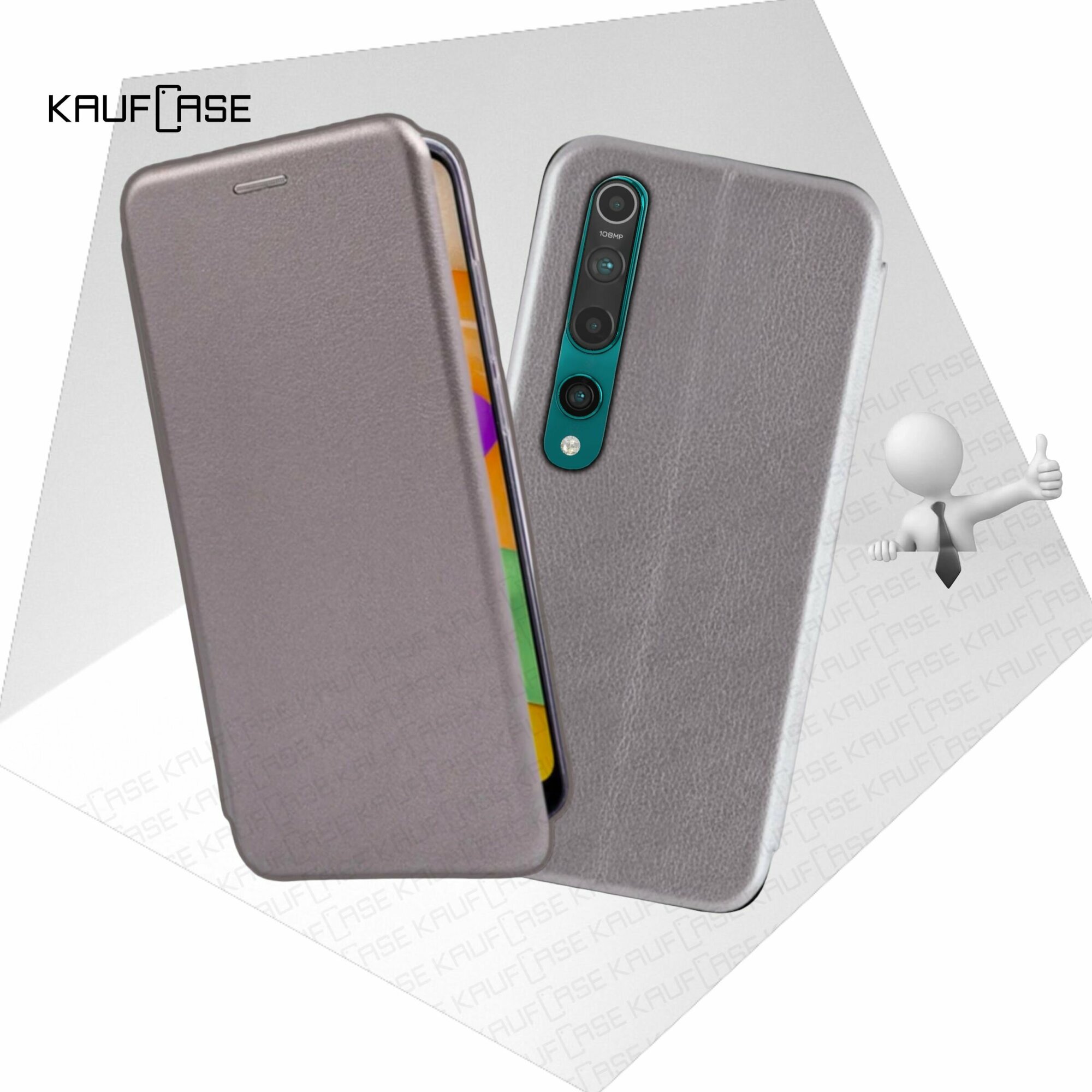 Чехол книжка KaufCase для телефона Xiaomi Mi 10 5G /Mi 10 Pro 5G (6.67"), серебро. Трансфомер