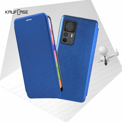 Чехол книжка KaufCase для телефона Xiaomi 12T /12T Pro (6.67), синий. Трансфомер чехол книжка для xiaomi 12t pro c магнитной застежкой ксяоми 12т про c хлястиком и отделением под карты коричневый