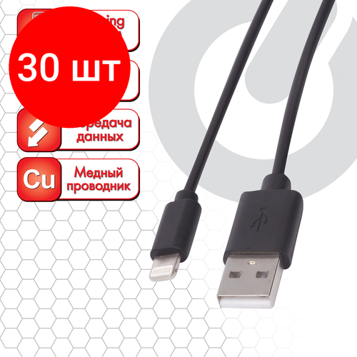 кабель usb на lightning 1м 2 4a для зарядки iphone и передачи данных Комплект 30 шт, Кабель USB 2.0-Lightning, 1 м, SONNEN, медь, для передачи данных и зарядки iPhone/iPad, 513116