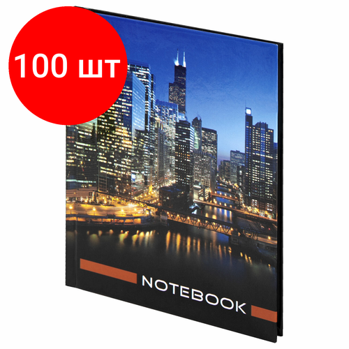 Комплект 100 шт, Блокнот малый формат (110х147 мм) А6, 80 л, твердый переплет, ламинированная обложка, клетка, STAFF, 
