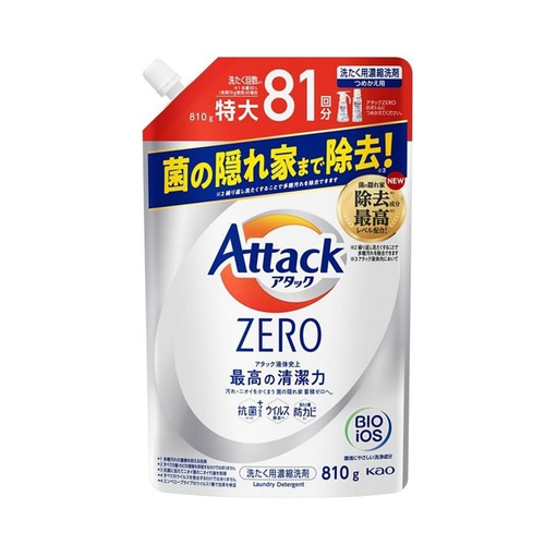 Kao Attack Zero One Суперконцентрированный гель для стирки Листва и Морской бриз 810 гр в мягкой упаковке