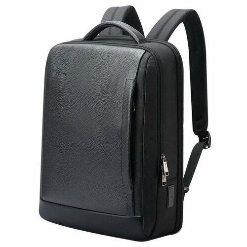 Рюкзак городской дорожный унисекс Bopai универсальный 16л, для ноутбука 15.6", из натуральной кожи, с USB портом, черный, влагостойкий, молодежный