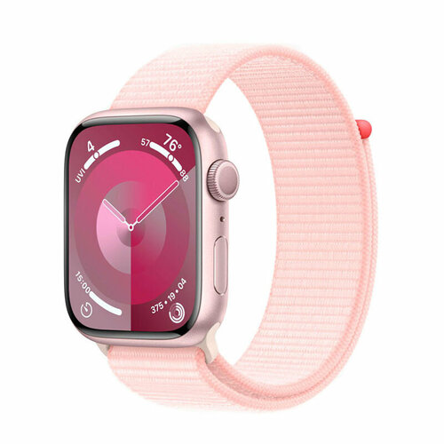 умные часы apple watch series 9 45mm gps aluminium pink m l Умные часы APPLE Watch Series 9 GPS 45mm Pink Aluminium Case with Light Pink Sport Loop MR9J3