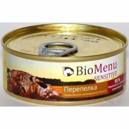 Biomenu Sensitive Консервы для Кошек Мясной Паштет с Перепелкой 95%-Мясо 24х100г