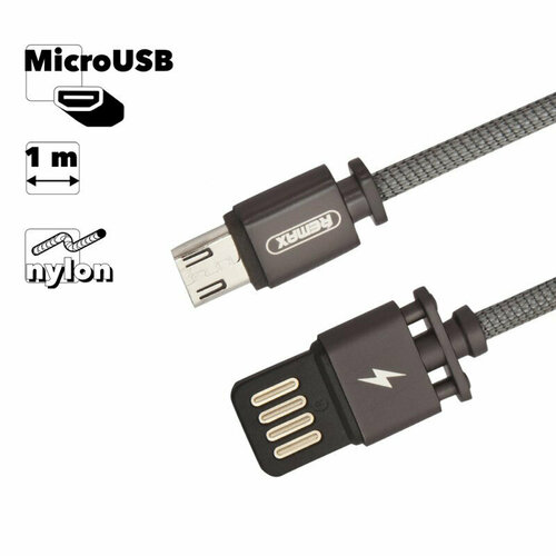 USB кабель REMAX Dominator RC-064m MicroUSB, 1м, нейлон (черный)