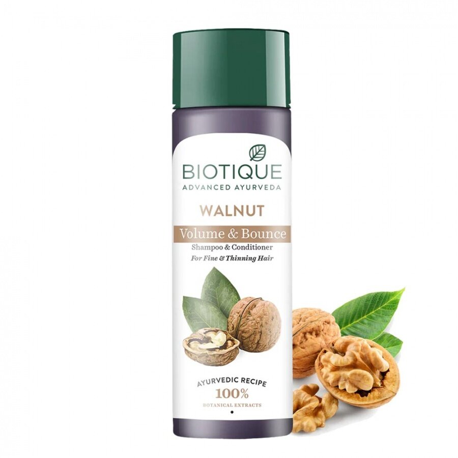 Biotique Walnut Volume & Bounce Shampoo Шампунь для волос "Объем и упругость" с грецким орехом 190мл