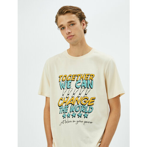 фото Футболка koton, размер l, бежевый