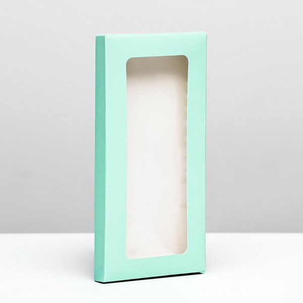 Подарочная коробка под плитку шоколада с окном зеленая 5 шт.