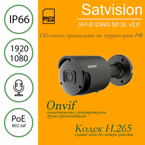 IP видеокамера SVI-S123АG SD SL v20 2Mpix 28mm POE уличная 750000₽