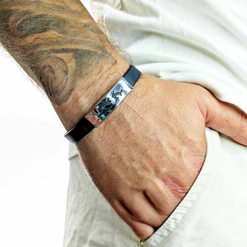 фото Браслет, металл, размер 20 см, черный, серебряный нет бренда