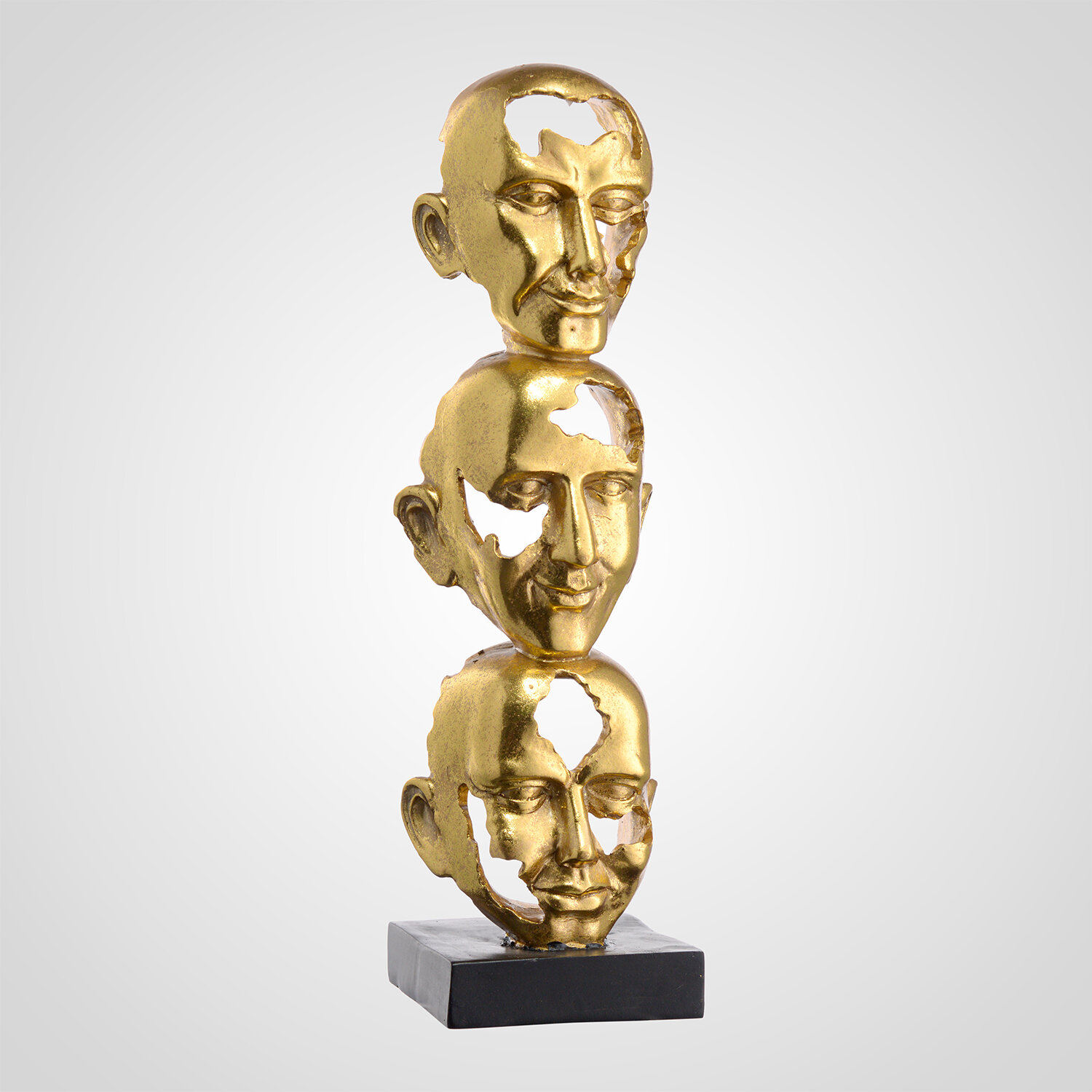 Статуэтка "Три головы" золотистая на черной подставке 34,5*9,2*10,3 см XL-170104