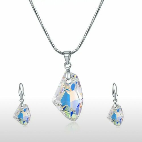 фото Комплект бижутерии: колье, серьги, подвеска, кристаллы swarovski, размер колье/цепочки 42 см, желтый my lollipop