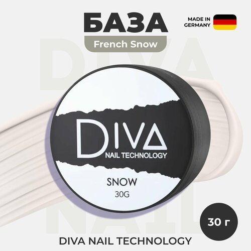 База для гель лака Diva Nail Technology, каучуковая камуфлирующая основа для ногтей, нюдовое нежное цветное покрытие для френча, белая, 30 г база для ногтей diva nail technology 01 укрепляющее выравнивающее нюдовое цветное покрытие для френча камуфлирующая основа для гель лака белая 15 мл