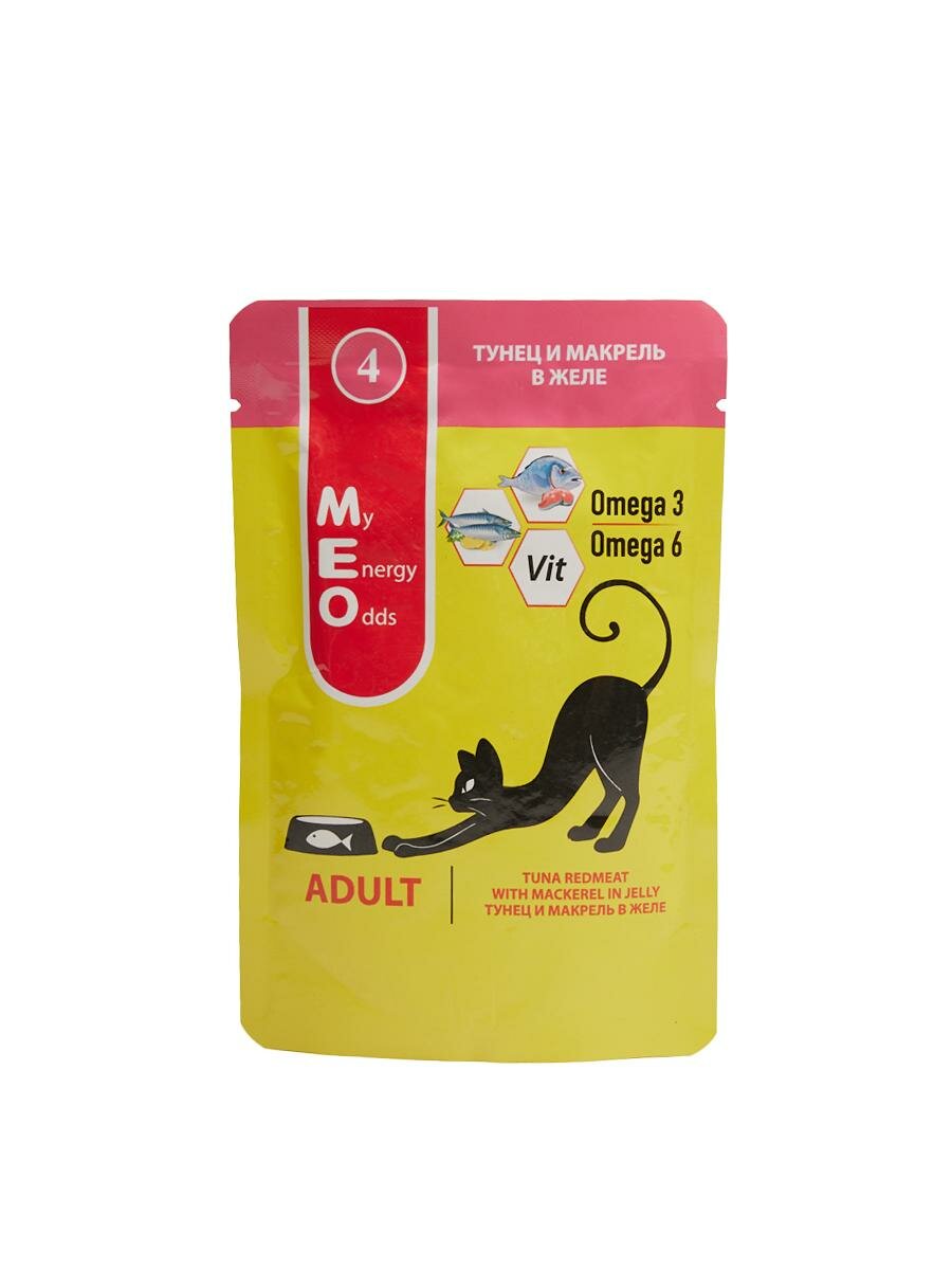 Me-O Adult Влажный корм для взрослых кошек с тунцом и макрелью в желе