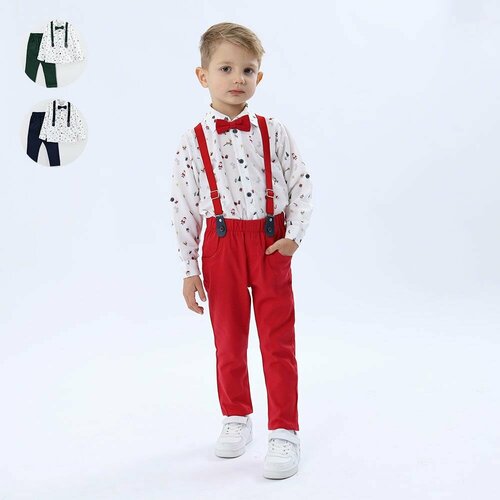 Комплект одежды Pollito, размер 86, красный, белый комплект одежды chadolls для мальчиков пиджак и брюки и рубашка и жилет и бабочка нарядный стиль карманы пояс на резинке размер 86 синий