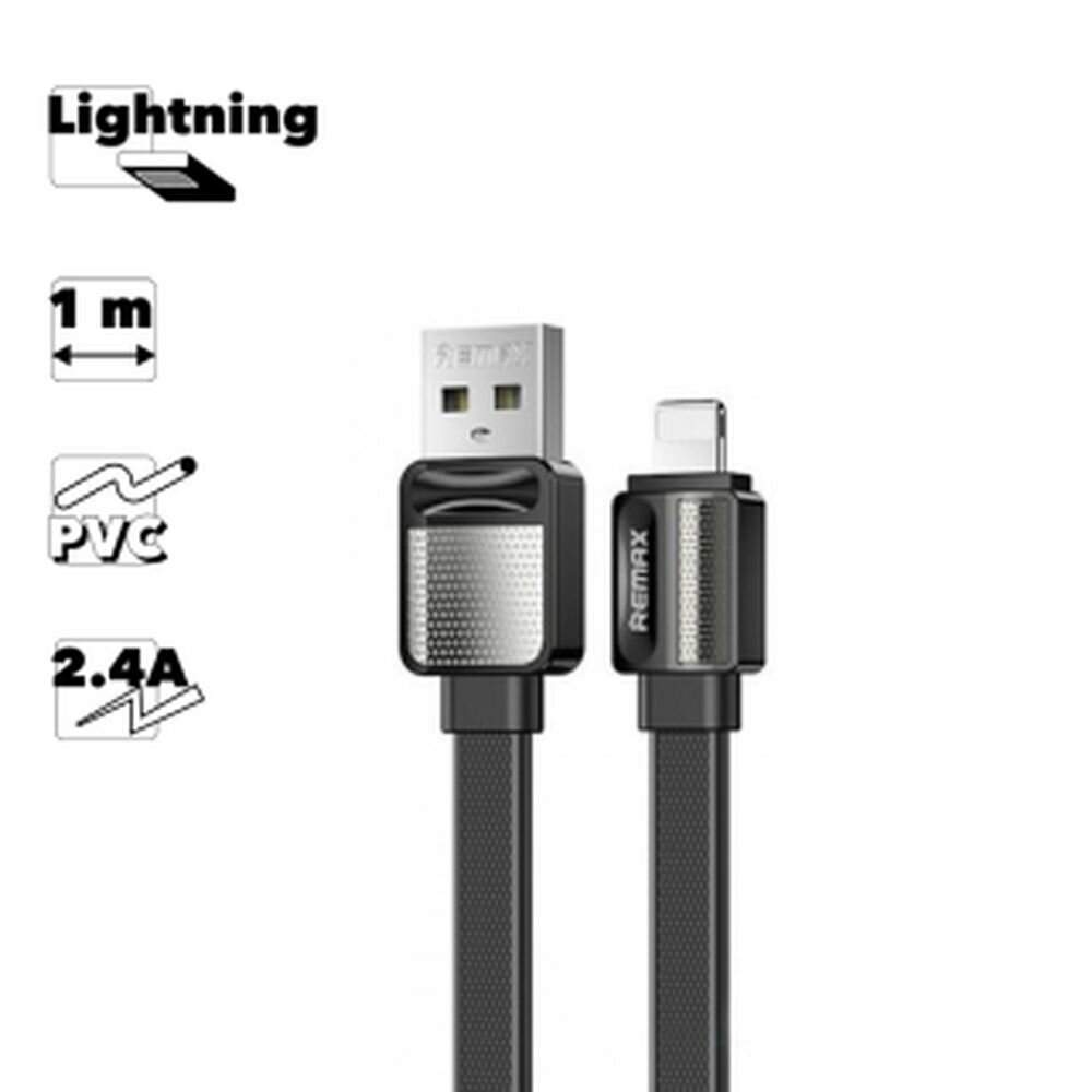 USB кабель Remax Platinum Pro RC-154i Lightning 8-pin, 2.4А, 1 метр, PVC, черный