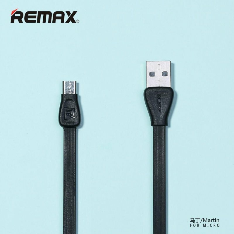 USB Дата-кабель Remax Martin 028i для смартфона MicroUSB плоский пластиковые разьемы 1 метр черный