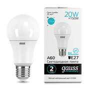Лампа Gauss Elementary A60 20W 1600lm 4100K E27 LED 23229