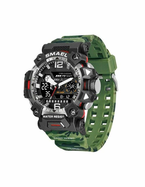 Наручные часы SMAEL SM8072MCARMYGREEN, серебряный, черный